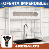 Escurridor Multifunción de Acero Inoxidable EasyHome + Kit de Utensilios de Cocina de REGALO