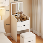 [Llevá 2 Pagá 1] Organizador Multifuncional de 2 Niveles con Espejo LED y Banquito Baúl