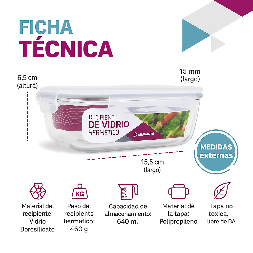 Pack 10 Potes de Vidrio Herméticos 640 ml – Alta Resistencia